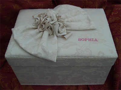 Rectangular damask box personalised with initials or name of your choice 