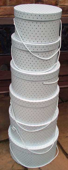 Set of 6 Paper-covered Hat Boxes
