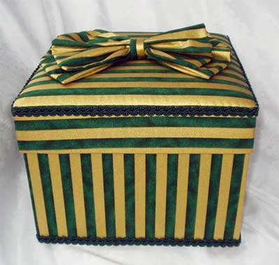 Rose & Hubble "Wenceslas" Green & Gold Stripe fabric