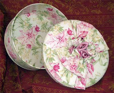 Detail of lid and interior of this Hat Box