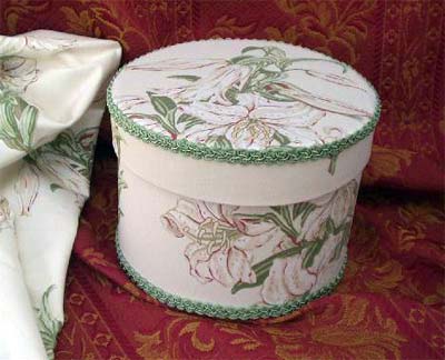 Round Box covered in Laura Ashley "Tiger Lily" fabric