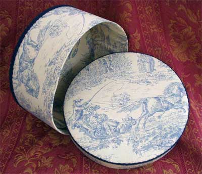 Hat Box Blue Toile fabric PB580