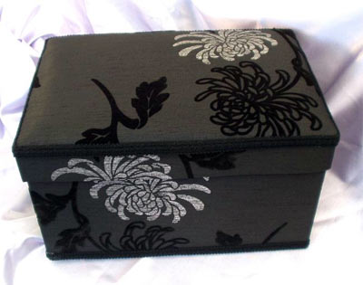 Black Damask Flock Velvet Box