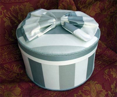 Silver and White striped hat box