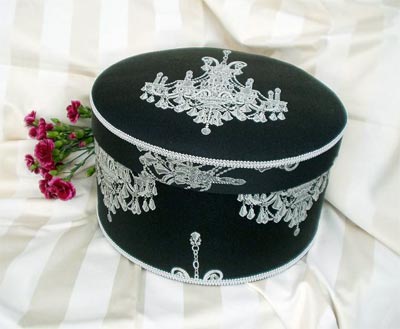 Hat Box Jet Black with Chandelier design