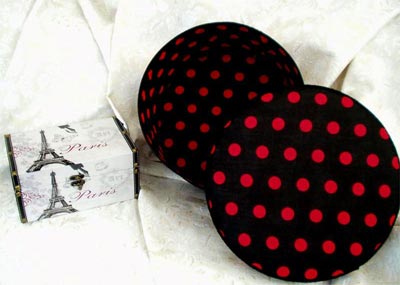 Polka Dot Hat Box and Paris Vanity Case