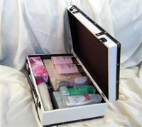 Inside large suitcase