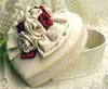 Heart Shaped Cream or Ivory Damask