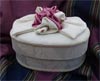 Cream damask with dusky pink roses