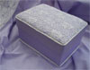 Lilac taffeta box with lace covered lid