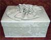 Rectangular Box covered in cream jacquard fabric