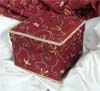 Terracotta Faux Silk Embroidered Fabric Box